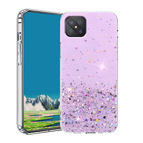 Compatibile con Cover OPPO Reno 4Z 5G Glitter Trasparente Custodia Reno 4Z 5G Sottile Brillantini Case silicone viola