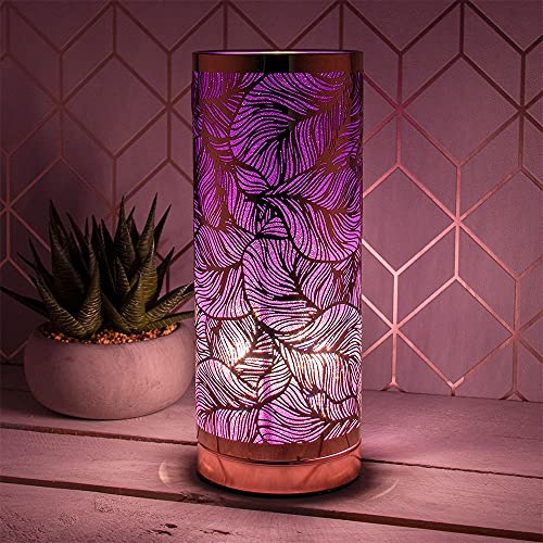 Image of lesser and pavey Cylindrical Desire Aroma Lamp | Rose Gold & Purple Leaf Design | 1 Pc