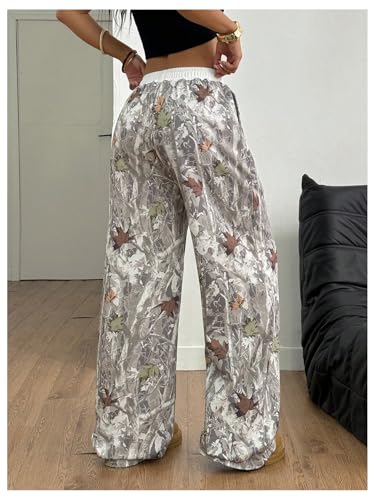 Image of RoseSeek Women's Letter Leopard Print Y2K Straight Elastic Waist Leg Pants | Cheetah Print, Straight, Baggy Loose Fit, Slant Pocket, Streetwear, Vintage, Graphic Trousers