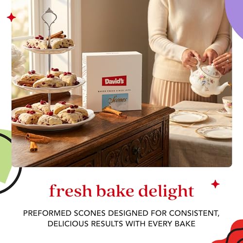 David\'s Cookies Gourmet Ready to Bake Scone Dough 12 Count – Cinnamon and Cranberry Orange Frozen Preformed Scones – Bakery Style Breakfast Dessert Gift Easy Homemade Pastry Treat