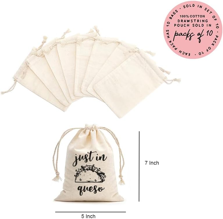 Miniatura 4 de MS Just In Queso - Bolsas impresas para recuerdos de fiesta, cierre de cordón de algodón, bolsas para kit de resaca de despedida de soltera, bolsas