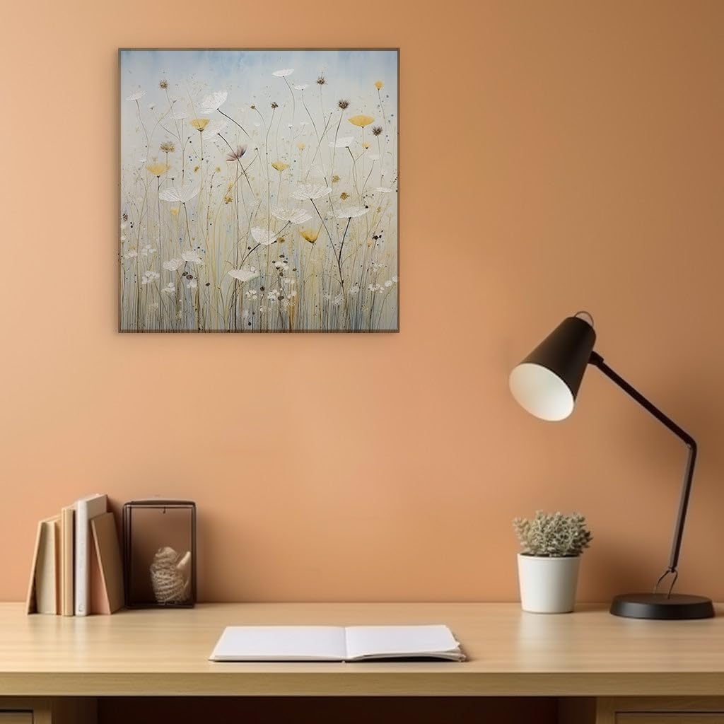 Canvas for Living room. Field of Serenity: A Peaceful Tapestry of Blooming Vitality, 27 x 18 inch Canvas Wall Art - Contemporary Masterpieces - Modern Home Decor - 69x46 cm (27x18 inch)