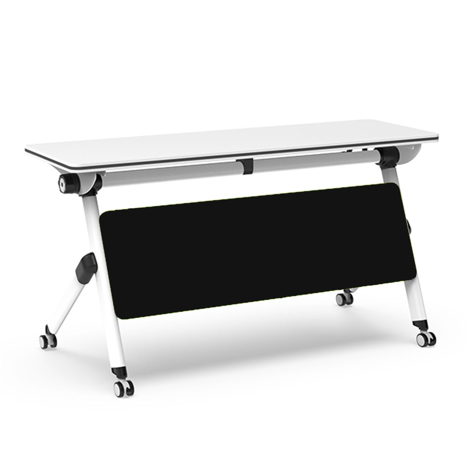 Conference Table With Flip-Top Design Flip Top Mobile Large Rectangle Folding Conference Table With Caster Wheels Modular, Space-Saving Design For Office Meetings And Training Sessions(Black,55x20x30i