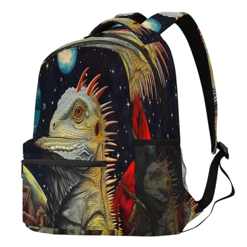 Sac à dos décontracté imprimé espace taille Large pour ordinateur