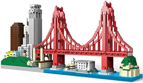 NeoLeo Architecture cityline Collection San Francisco Micro Building Kit Includes Alcatraz Model, Golden Gate Bridge and Other Architectural Landmarks (2969Pieces)