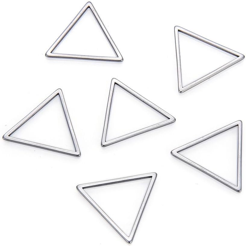 20pcs Adabele 304 Grade Surgical Stainless Steel Hypoallergenic Triangle Beading Hoop Link Jewelry Findings 12mm Geometric Connector Open Back Bezel Frame SJF72-1
