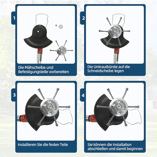 KLINNA 6 Kopf 150mm Unkrautbürste für Rasentrimmer, Robuster Freischneider Aufsatz aus Stahldraht, Langlebiger Unkrautbürste für Akku Freischneider zur Fugenreinigung im Garten