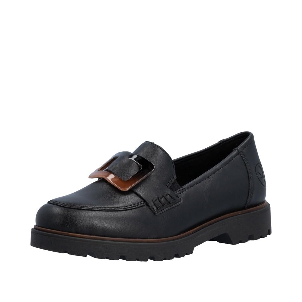 Rieker Damen 45553 Loafer | Loafer mit Light TR Sohle weicher Einlegesohle Schmuckelementen und Gummizug