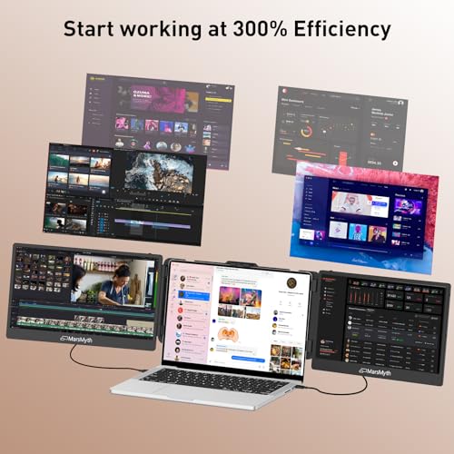 Unlock Your Potential S2 14'' Triple Monitor for Laptop Screen Extender, Dual Monitor 1080P HD, Plug & Play, Laptop Monitor Extender for 13-17'' Laptops, Compatible with All Laptops - Image 2