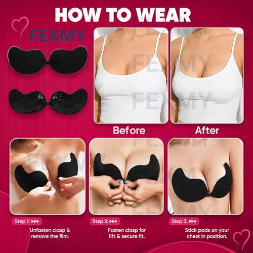Image of Women's & Girl's Strapless Push Up Wire Free Stick On Invisible Bra, Sticky Liftup Silicone, Stick on Bra for Backless Dress Free Size B Cup