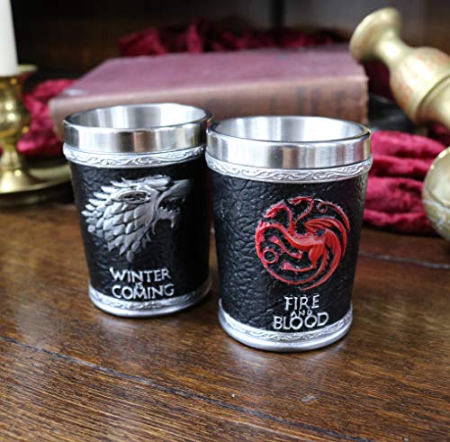 Nemesis Now B4452N9 Winter Is Coming Game Of Thrones Shot Glass 7Cm Black, Resin W/Stainless Steel Insert #TOP6