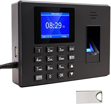 MIKONIYA Time Clock,Attendance Machine with Fingerprint,Time Clocks for Employees Small Business,Password Punching in One,2.4 inch TFT Color Screen,with 16G U-Disk