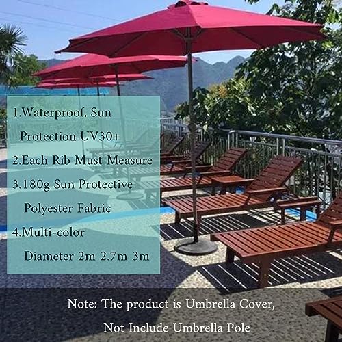 SEJAS Ersatz Sonnenschirm Stoffbezug 2.7 M Terrassenschirm Ersatzdach Mit 8 Rippen Tischmarktschirm Ersatzbezug 3m Rund Wasserdicht UV30+ – Bild 4