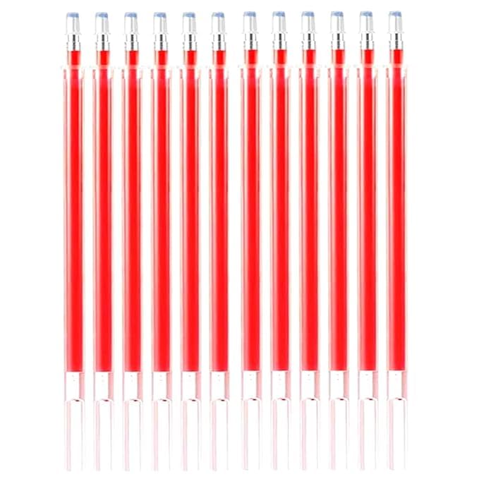 Gemsy 50pcs Heat Erasable Fabric Refills Patchwork Marking Sew Pens High Temperature Disappearing Ink Fabric Markers for Embroidery Cross Stitch Hand Craft- Red Color