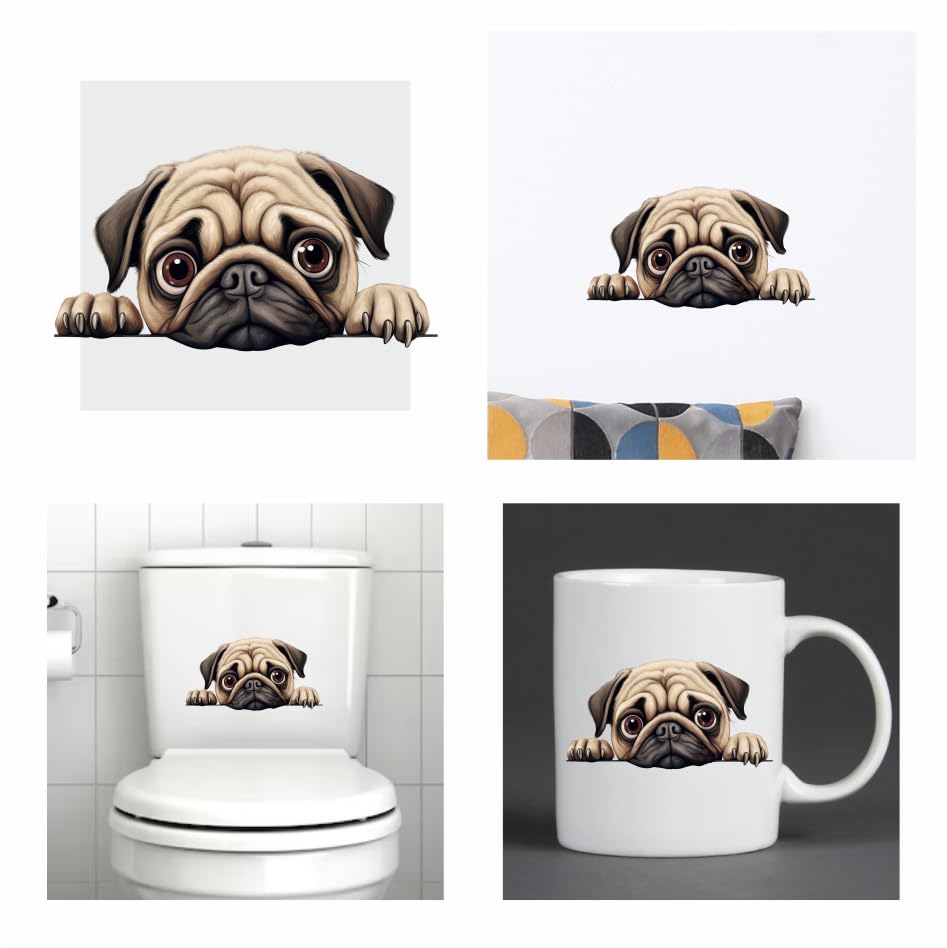 x4 Dog Stickers for Wall Decor Covering Marks, Hardwearing Waterproof Mugs & Phone, Car Bumpers, Shower & Tile, Toilets - Image 2