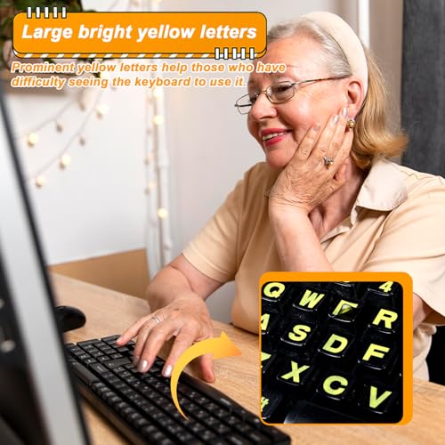 2 Pegatinas de Teclado Laptop Letras Grandes Amarillas miniatura 7