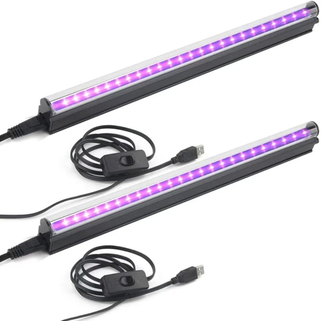 Tira de LED - 2 PCS lámparas de luz negra, tubo de luz ultravioleta ajustable con interruptor, tira de LED ultravioleta para discoteca, iluminación de escenario.