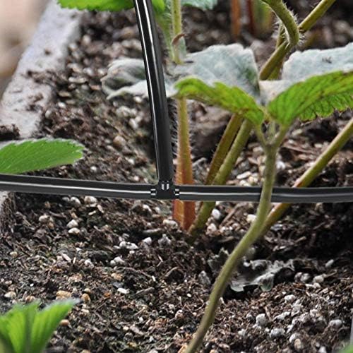 Kalolary 100 Pcs Tee Connectors Irrigation System 1/4" Barbed Connectors Drip Irrigation Tee Pipe - PVC Sprinkler Drip Automatic Irrigation Watering System Tool Kits