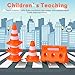 DOITOOL 24 Pcs Mini Traffic Cones and Signs Toy Set, Orange Plastic Mini Traffic Fence and Roadblock, Educational Toys for Kids, Early Learning Plaything