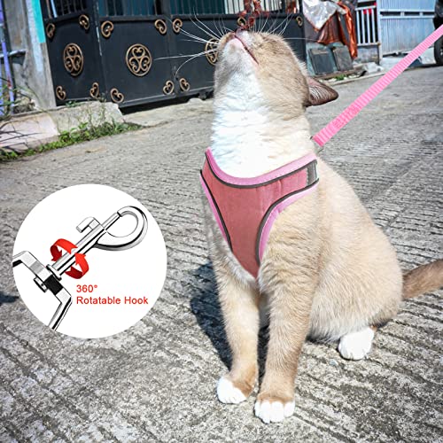 NiCoLa Harnais anti-fuite pour chat avec bande réfléchissante, harnais anti-chat et laisse, harnais souple réglable pour chats de taille moyenne et petite (rose vert, taille L) - Image 6