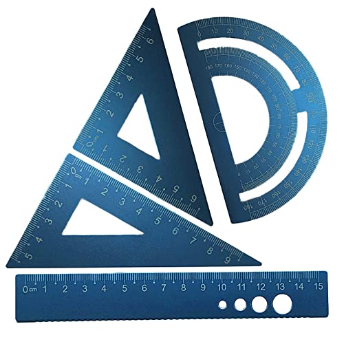 Joyangy 4 Pack Blue Metal Math Geometry Tools Aluminum Alloy...