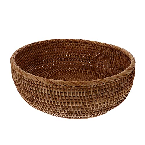 CIYODO 1pc Bread Food Cake Fruit Weaving Snack Shallow Candy Vegetable Organizer Home Baskets Wicker Rustic Serving Round Kitchen Nuts Storage Xxcm Plate Rattan Cm Sundries Handwoven