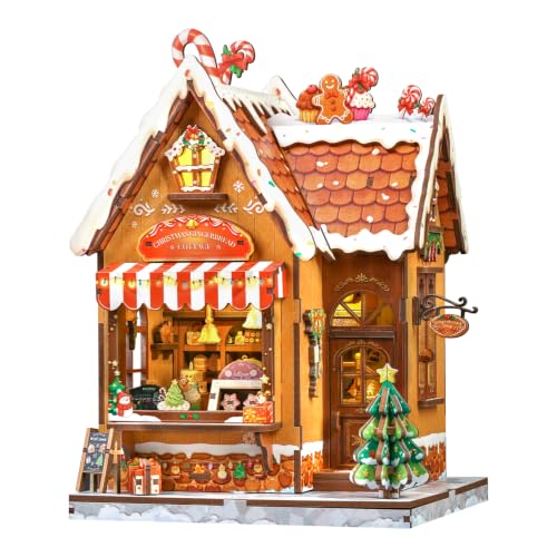 Fsolis Christmas Book Nook Kit, DIY Miniature House