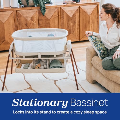 Image of Chicco LullaGlide Plus 3-in-1 Gliding Portable Bassinet with Carry Bag | Electronic baby bassinet and stationary bed, Bluetooth, GREENGUARD Gold, waterproof mattress, fitted sheet, Serene