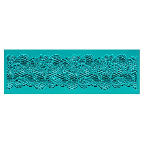 Ideen mit Herz Silikon-Dekormatte | Silikonform Fondant | Höhe: 2mm | Spitzen-Design | ideal zur Herstellung von Bordüren in Spitzenoptik | Werkzeug zum Formen von Fondant (Design 35 | 30cm x 10cm)