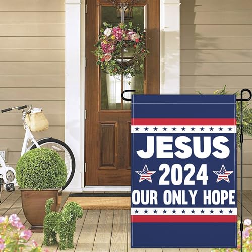 Jesus-2024-Our-Only-Hope-Garden-Flag-12×18-Inch-Christ-Jesus-Easter-Flag-3ply-Fabric-Double-Sided-Christian-Faith-Patriotic-Garden-Flags-for-House-Outdoor-Indoor-Yard-Decor Jesus 2024 Our Only Hope Garden Flag 12×18 Inch Christ Jesus Easter Flag 3ply Fabric Double Sided Christian Faith Patriotic Garden Flags for House Outdoor Indoor Yard Decor