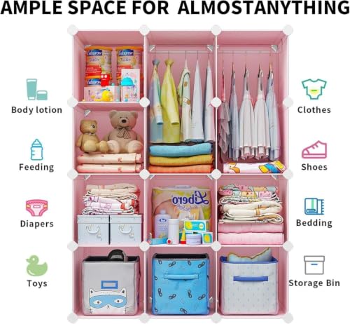 Image of Foldable Plastic Wardrobe for Clothes - Baby Cupboard for Clothes Storage, Wardrobe for Kids, Plastic Almirah, Collapsible Wardrobe for Kids Livingroom & Home (Y3 Green)