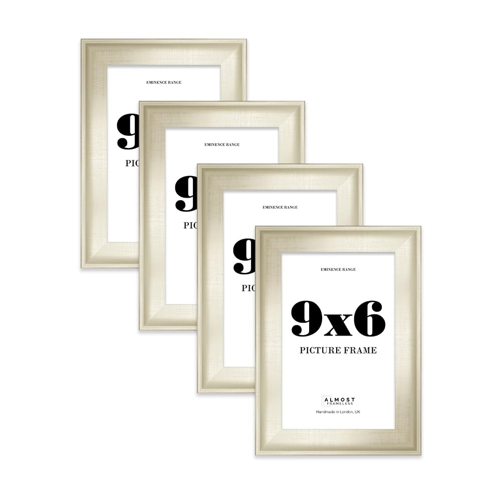 9x6" Silver Picture Frame - Rustic Wood Industrial Effect Photo Frame for Wall Display, Ideal for Posters, Prints & Home Décor, Wall Hooks and Kickstand, 32mm Edge - 4 Pack
