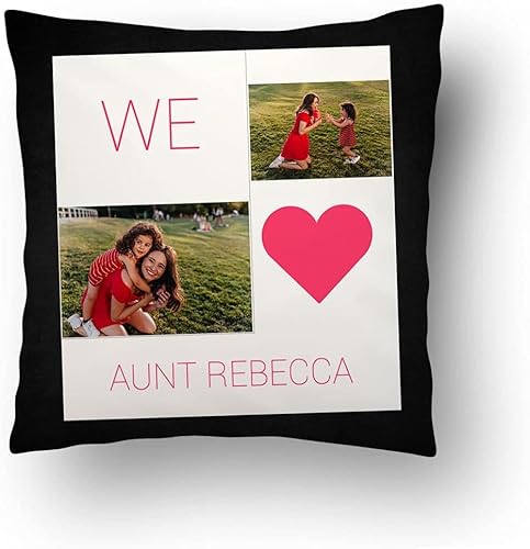 Miniatura 32 de Love and Family Collage - Almohada personalizada para pareja. Almohada de fotos personalizada con texto para cumpleaños, aniversario y Navidad.