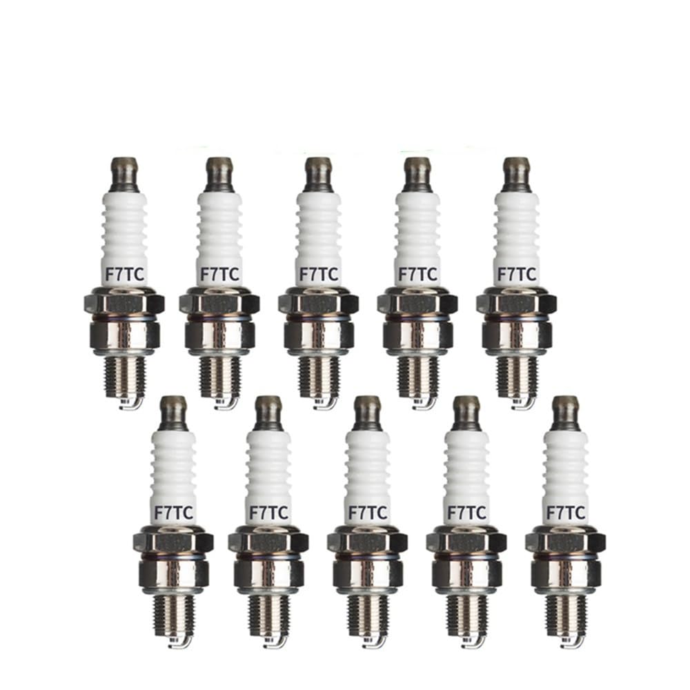 Bujías F7TC de 4 Tiempos, aptas for Motores de 4 Tiempos, cortacésped, Accesorios de jardín, 4 o 10 Unidades(F7TC 10pcs)
