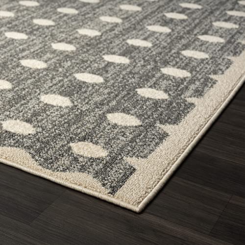 Luxe Weavers Modern Geometric Dots Anthracite 4X6 Area Rug, Non-Fade Contemporary Carpet #TOP4