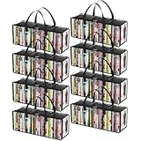 Grande capacité : lot de 8 sacs de rangement pour DVD, chaque sac mesure 52 cm x 18 cm x 23 cm. Chaque sac peut contenir jusqu'à 35 DVD, ce qui permet une capacité totale de 280 DVD, parfait pour organiser de nombreuses collections