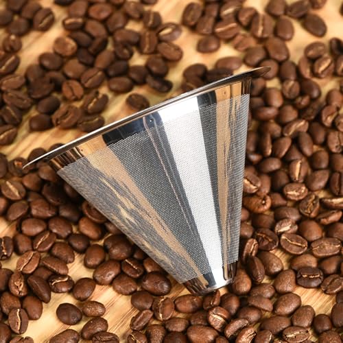 Image of Hodaqe Stainless Steel Reusable Pour Over Coffee Filter | Paperless cone dripper with handle, designed for easy rinsing and use with compatible coffee makers and cups.