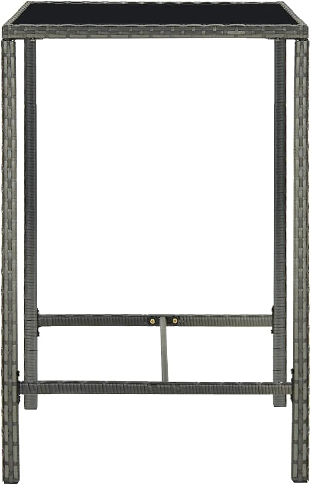 SKM 3 Piece Patio Bar Set Poly Rattan Gray-4838