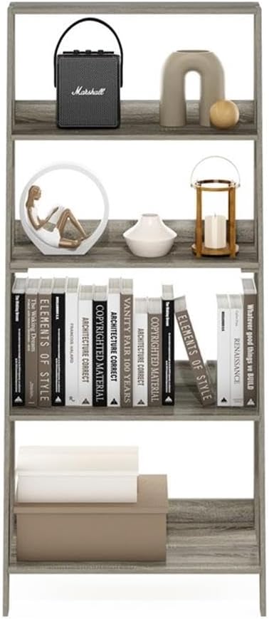 Pemberly Row Contemporary 5-Tier Bookcase Display Shelf in French Oak
