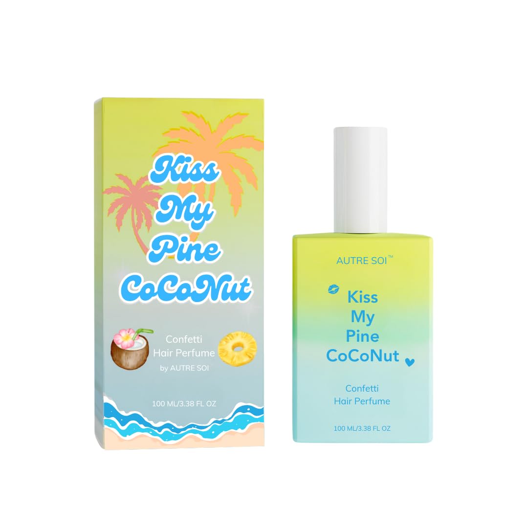 Confetti Hair Perfume Kiss My Pine CoCoNut with Natural Fragrance 100ML/3.38FL OZ, TROPICAL&FRUITY, vanilla, pineapple, coconut, long lasting for all hair. (Tropical)