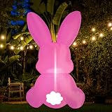 Easter Inflatable Yard Decorations-Easter Bunny Blow Up Cute Rabbits Theme Inflatable for Spring Easter Outdoor Decorations(Pink)