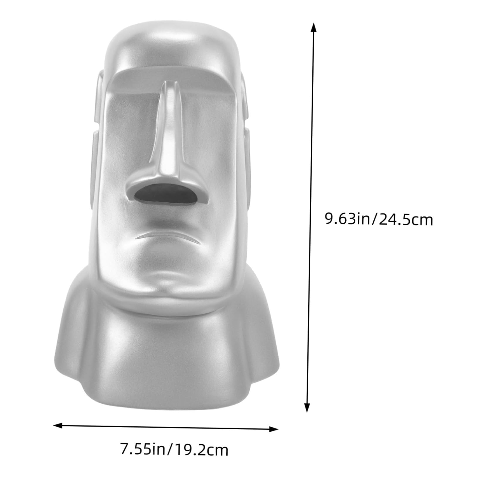 Mobestech Supporto per Cuffie da Tavolo Moai in Resina Argentata | Scultura da Scrivania, per Casa e Ufficio, Tiene anche Piccoli Oggetti e Occhiali