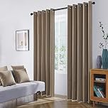 Coastline Luna brushed blackout eyelet curtains Mocha Camel Coffee thermal insulated window treatment 2 panels blinds floor curtains for bedroom,Livingroom,Kids nursery room Width 46" x Drop 54"