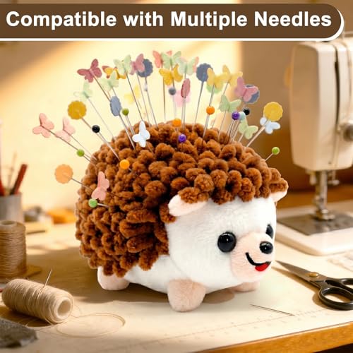 Image of Sizobi Plush Hedgehog Pin Cushion - Soft Sewing Needle Holder, Cute Animal Pin Storage for Quilting Embroidery DIY Crafts, Ideal Sewing Gift (Pins Excluded)