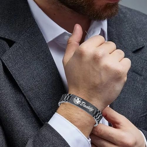 Gifts for Dad, Dad Birthday Gift, Dad Gifts from Daughter 5 Pieces -Black Bracelets for Men, Money Clip, Pocket Hug, Gift Cards, Gift Box, Best Dad Gifts, Gifts for Dad from Son(style 0)3