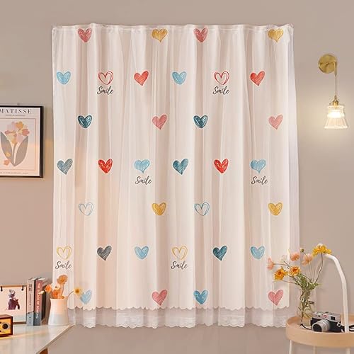 2pcs Bottom Bunk Bed Curtains Mid-Sleeper Tent Canopy Nets Blackout Bed Canopy Dustproof Bed Frame Draperies Moveable College Dormitory Privacy Draperies for Single Bunk Bed Bottom (Heart Shape)