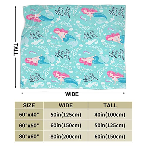 Mermaid Throw Blanket Gifts For Girls Kids Baby Toddler Cute Mermaid Blue Blanket Ultra Soft Cozy Warm Plush Lightweight Fleece Blanket For Nursery Bed Couch Chair Birthday Party Decor 40''X50'' #TOP7
