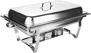 Warmhaltebehälter Essen, Chafing Dish Edelstahl Buffet-Behälter Buffetwärmer Mahlzeit Speisenwärmer Wärmebehälter Rechaud für Catering Buffet und Party (55 × 35,5 × 26 cm (1 Stück) (2 Quadrate))