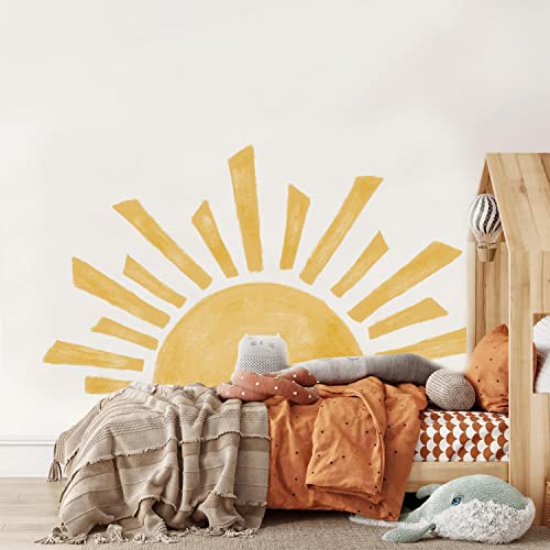 astrkiz Large Watercolor Boho Sunshine Wall Decal for Kids Playroom