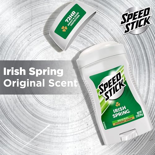 Image of Speed Stick Antiperspirant Deodorant for Men, 72 HR Sweat & Odor Protection, Irish Spring Scent, 2.7 oz Stick (4 Pack)